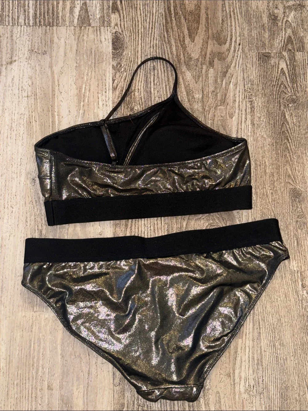 Calvin Klein Shimmery Metallic Black Bralette & Bikini
